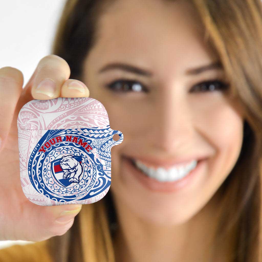 Personalized Western Bulldogs Polynesian AirPods Case Tribal Chest and Sleeve Tattoo Heritage Warrior