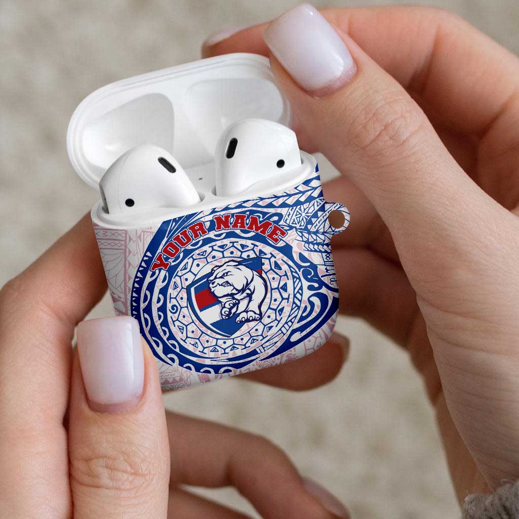 Personalized Western Bulldogs Polynesian AirPods Case Tribal Chest and Sleeve Tattoo Heritage Warrior