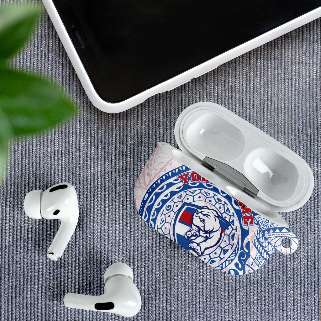 Personalized Western Bulldogs Polynesian AirPods Case Tribal Chest and Sleeve Tattoo Heritage Warrior