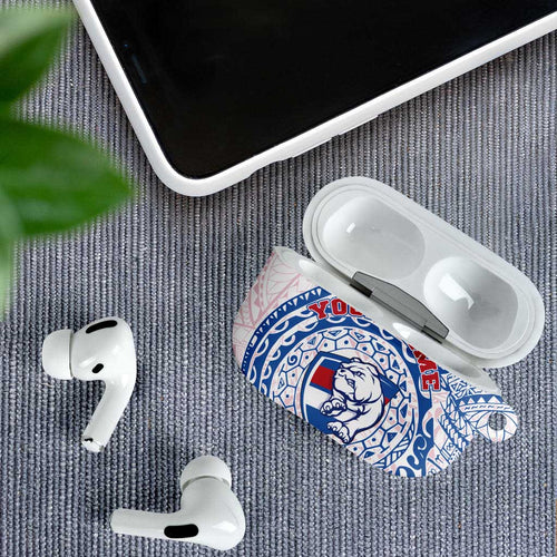 Personalized Western Bulldogs Polynesian AirPods Case Tribal Chest and Sleeve Tattoo Heritage Warrior