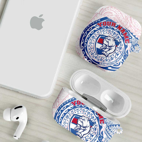 Personalized Western Bulldogs Polynesian AirPods Case Tribal Chest and Sleeve Tattoo Heritage Warrior