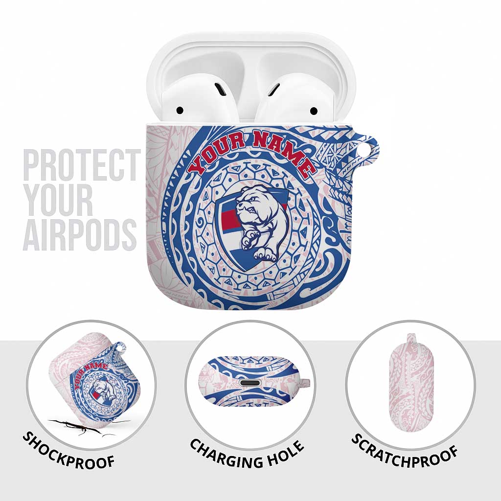 Personalized Western Bulldogs Polynesian AirPods Case Tribal Chest and Sleeve Tattoo Heritage Warrior