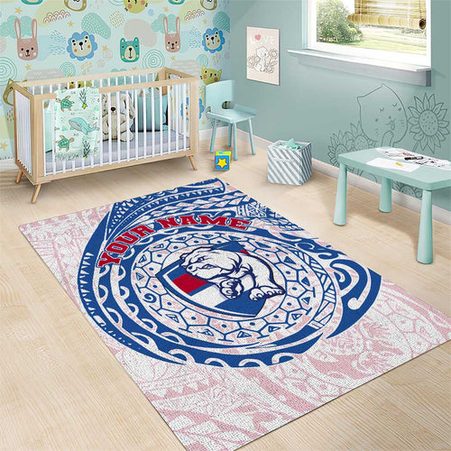 Personalized Western Bulldogs Polynesian Area Rug Tribal Chest and Sleeve Tattoo Heritage Warrior