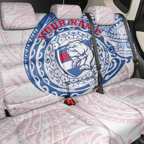 Personalized Western Bulldogs Polynesian Back Car Seat Cover Tribal Chest and Sleeve Tattoo Heritage Warrior