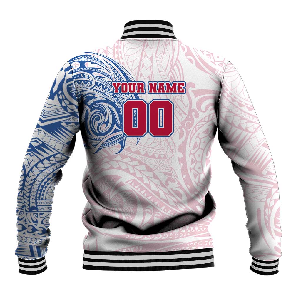 Personalized Western Bulldogs Polynesian Baseball Jacket Tribal Chest and Sleeve Tattoo Heritage Warrior