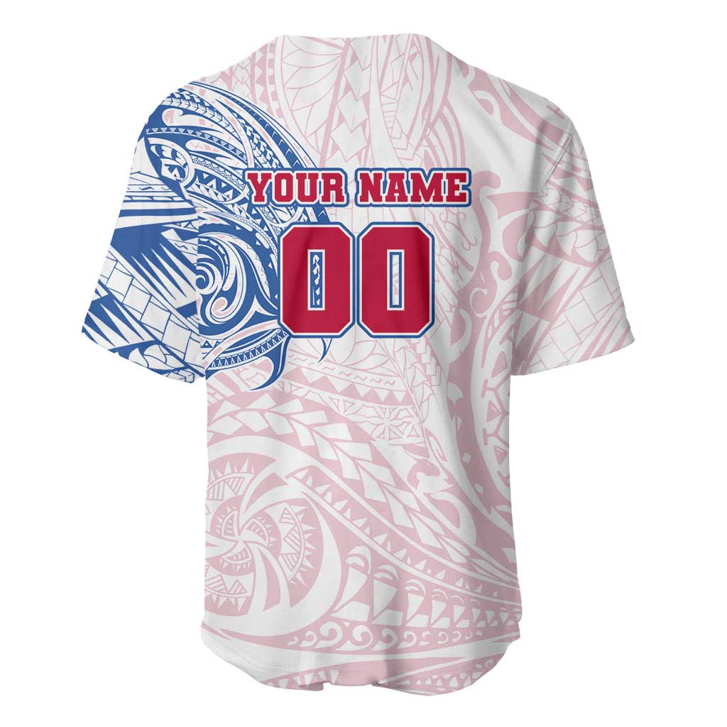 Personalized Western Bulldogs Polynesian Baseball Jersey Tribal Chest and Sleeve Tattoo Heritage Warrior