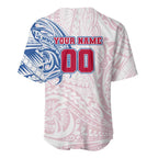 Personalized Western Bulldogs Polynesian Baseball Jersey Tribal Chest and Sleeve Tattoo Heritage Warrior