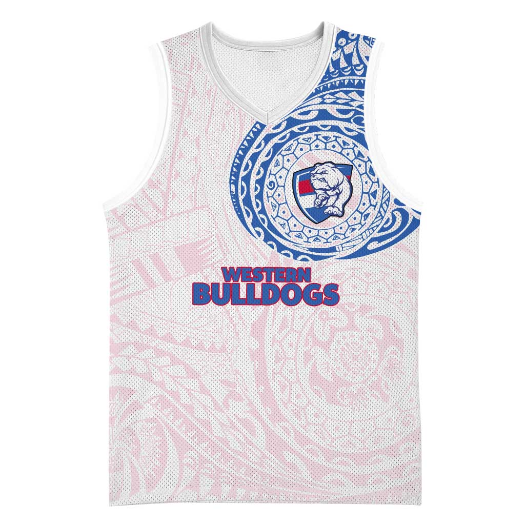 Personalized Western Bulldogs Polynesian Basketball Jersey Tribal Chest and Sleeve Tattoo Heritage Warrior