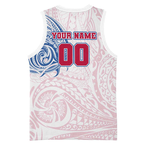 Personalized Western Bulldogs Polynesian Basketball Jersey Tribal Chest and Sleeve Tattoo Heritage Warrior