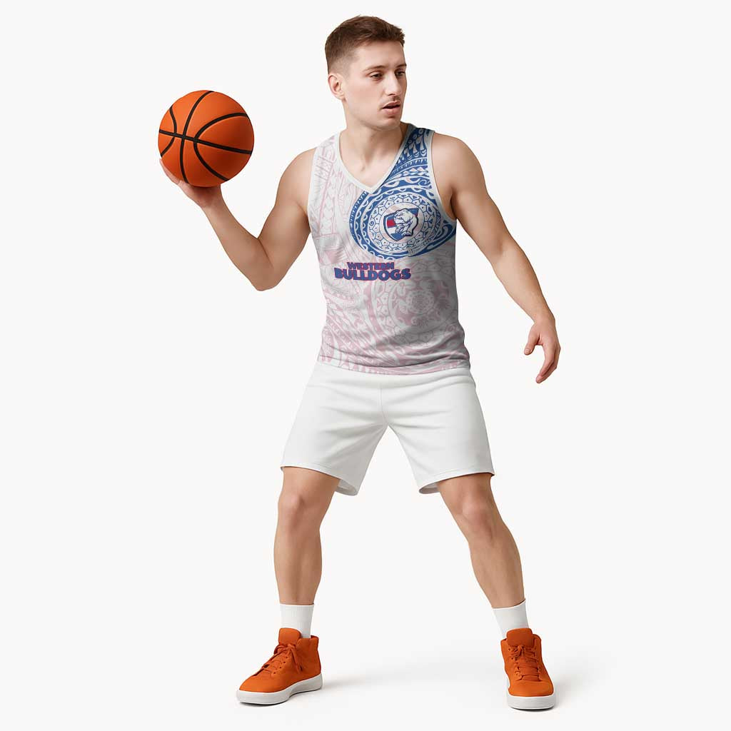 Personalized Western Bulldogs Polynesian Basketball Jersey Tribal Chest and Sleeve Tattoo Heritage Warrior