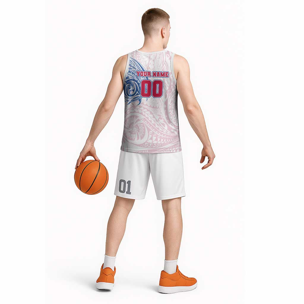 Personalized Western Bulldogs Polynesian Basketball Jersey Tribal Chest and Sleeve Tattoo Heritage Warrior
