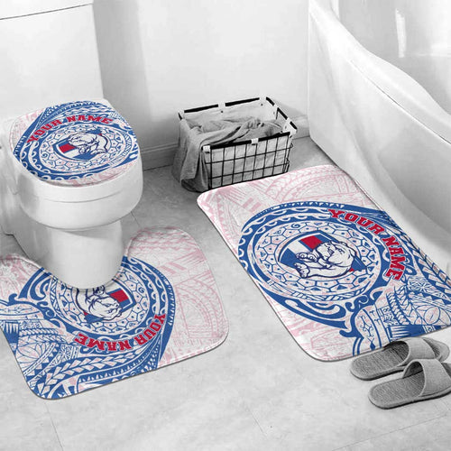 Personalized Western Bulldogs Polynesian Bathroom Set Tribal Chest and Sleeve Tattoo Heritage Warrior
