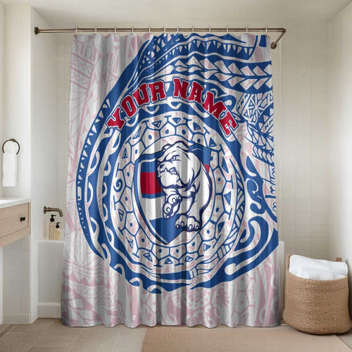 Personalized Western Bulldogs Polynesian Bathroom Set Tribal Chest and Sleeve Tattoo Heritage Warrior