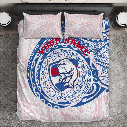 Personalized Western Bulldogs Polynesian Bedding Set Tribal Chest and Sleeve Tattoo Heritage Warrior