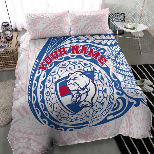 Personalized Western Bulldogs Polynesian Bedding Set Tribal Chest and Sleeve Tattoo Heritage Warrior