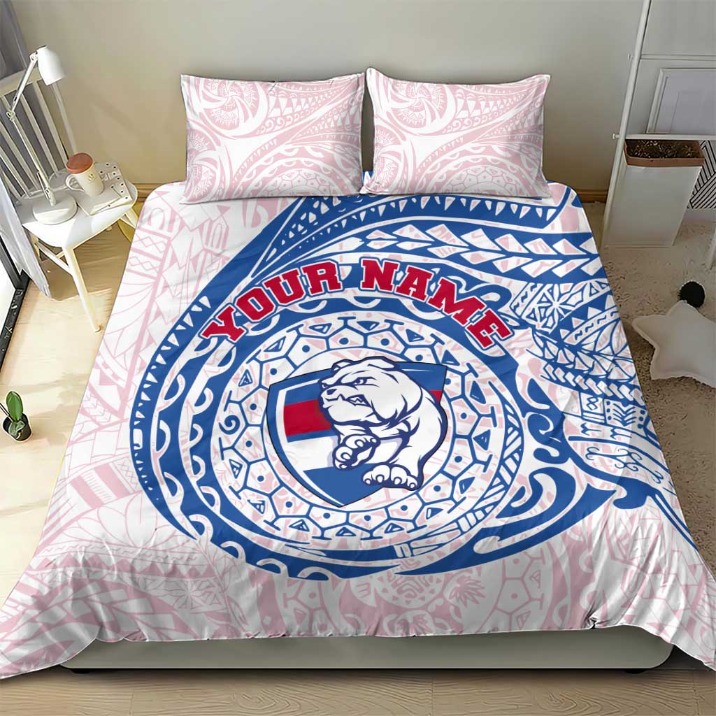 Personalized Western Bulldogs Polynesian Bedding Set Tribal Chest and Sleeve Tattoo Heritage Warrior