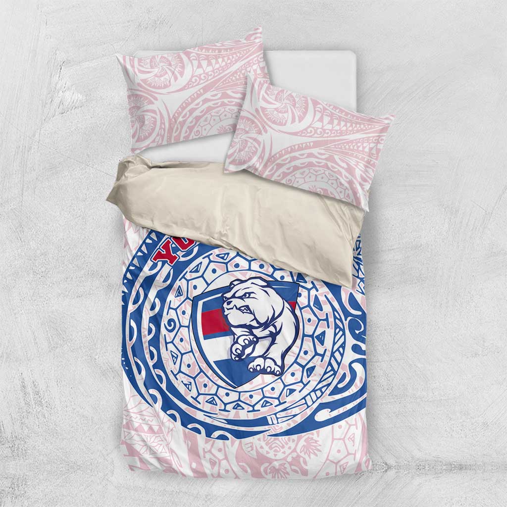 Personalized Western Bulldogs Polynesian Bedding Set Tribal Chest and Sleeve Tattoo Heritage Warrior