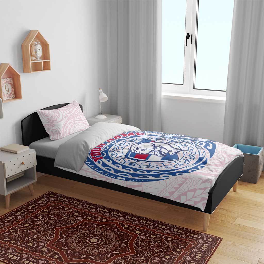 Personalized Western Bulldogs Polynesian Bedding Set Tribal Chest and Sleeve Tattoo Heritage Warrior
