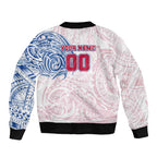 Personalized Western Bulldogs Polynesian Bomber Jacket Tribal Chest and Sleeve Tattoo Heritage Warrior