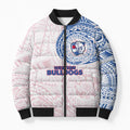 Personalized Western Bulldogs Polynesian Bomber Puffer Jacket Tribal Chest and Sleeve Tattoo Heritage Warrior