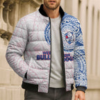 Personalized Western Bulldogs Polynesian Bomber Puffer Jacket Tribal Chest and Sleeve Tattoo Heritage Warrior