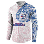 Personalized Western Bulldogs Polynesian Button Sweatshirt Tribal Chest and Sleeve Tattoo Heritage Warrior