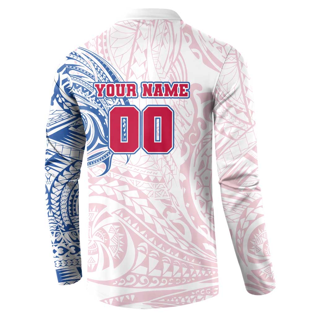 Personalized Western Bulldogs Polynesian Button Sweatshirt Tribal Chest and Sleeve Tattoo Heritage Warrior