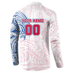Personalized Western Bulldogs Polynesian Button Sweatshirt Tribal Chest and Sleeve Tattoo Heritage Warrior