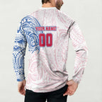 Personalized Western Bulldogs Polynesian Button Sweatshirt Tribal Chest and Sleeve Tattoo Heritage Warrior