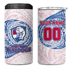 Personalized Western Bulldogs Polynesian 4 in 1 Can Cooler Tumbler Tribal Chest and Sleeve Tattoo Heritage Warrior