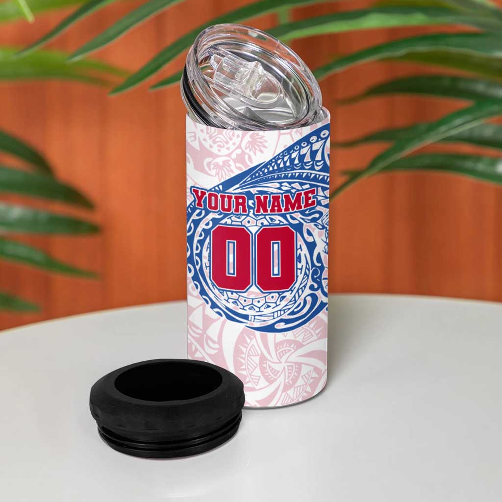 Personalized Western Bulldogs Polynesian 4 in 1 Can Cooler Tumbler Tribal Chest and Sleeve Tattoo Heritage Warrior
