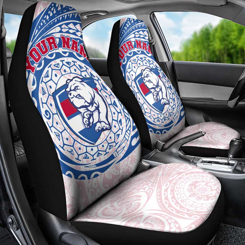 Personalized Western Bulldogs Polynesian Car Seat Cover Tribal Chest and Sleeve Tattoo Heritage Warrior