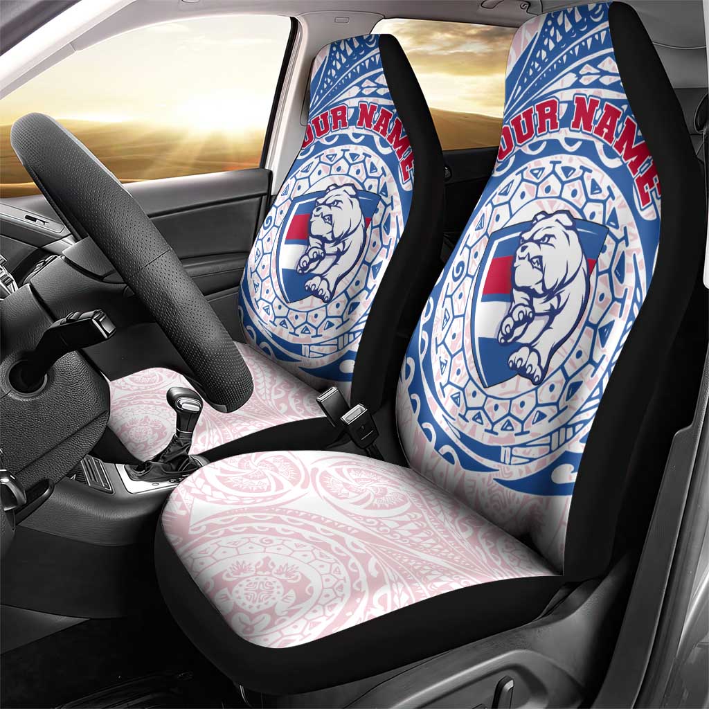 Personalized Western Bulldogs Polynesian Car Seat Cover Tribal Chest and Sleeve Tattoo Heritage Warrior
