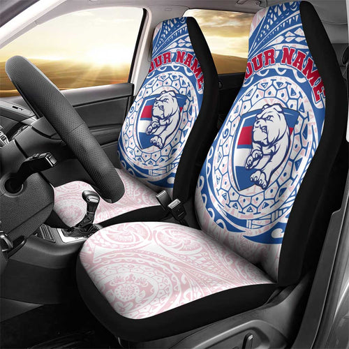 Personalized Western Bulldogs Polynesian Car Seat Cover Tribal Chest and Sleeve Tattoo Heritage Warrior