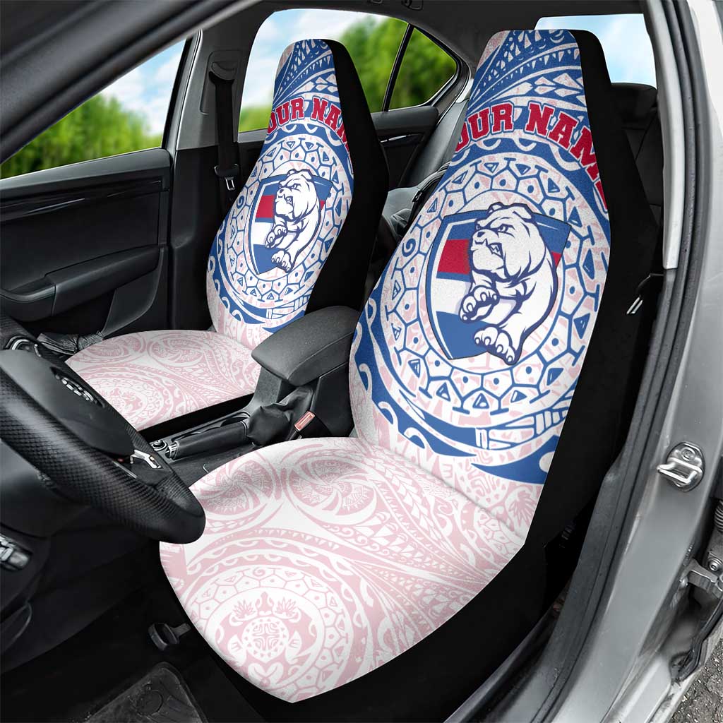 Personalized Western Bulldogs Polynesian Car Seat Cover Tribal Chest and Sleeve Tattoo Heritage Warrior