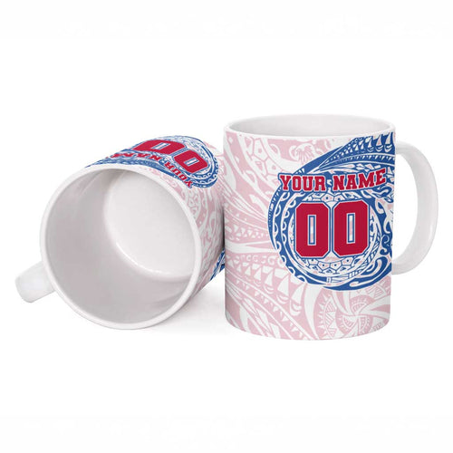 Personalized Western Bulldogs Polynesian Ceramic Mug Tribal Chest and Sleeve Tattoo Heritage Warrior