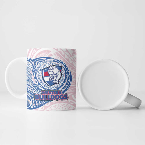 Personalized Western Bulldogs Polynesian Ceramic Mug Tribal Chest and Sleeve Tattoo Heritage Warrior
