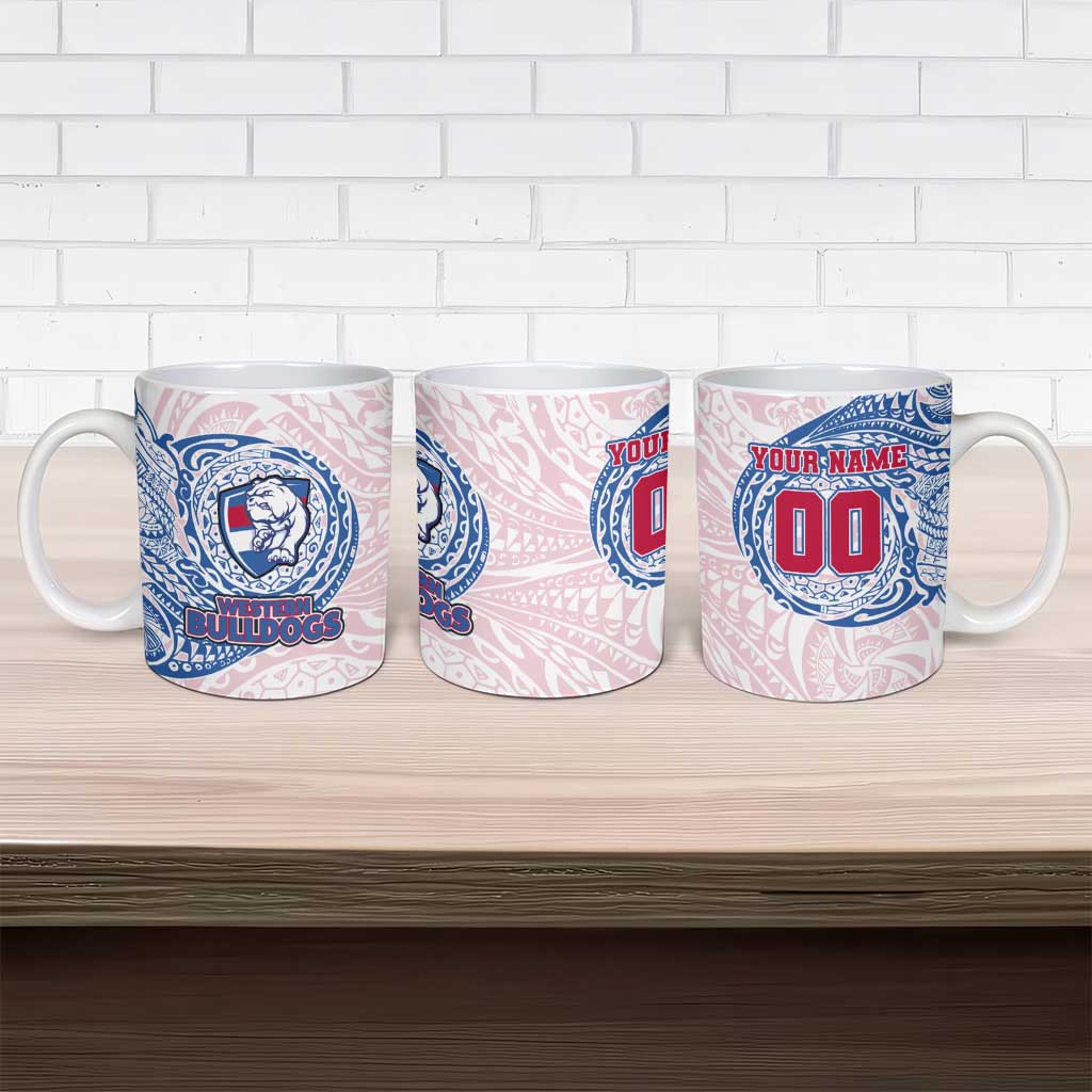 Personalized Western Bulldogs Polynesian Ceramic Mug Tribal Chest and Sleeve Tattoo Heritage Warrior