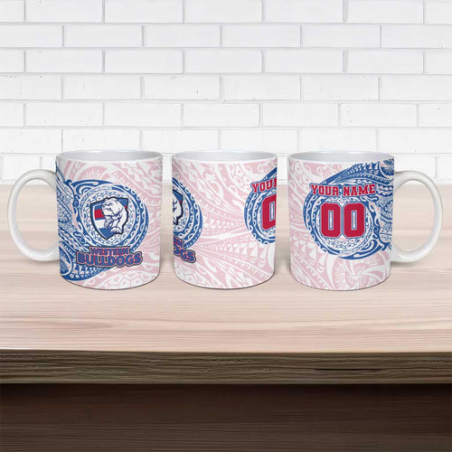 Personalized Western Bulldogs Polynesian Ceramic Mug Tribal Chest and Sleeve Tattoo Heritage Warrior