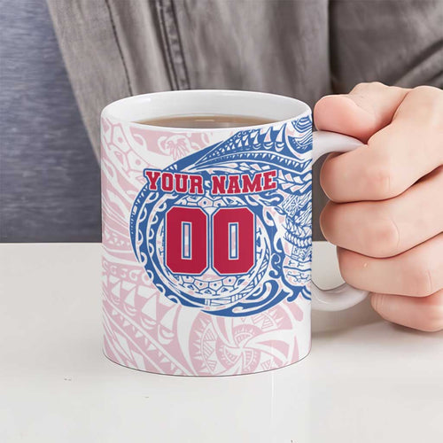Personalized Western Bulldogs Polynesian Ceramic Mug Tribal Chest and Sleeve Tattoo Heritage Warrior