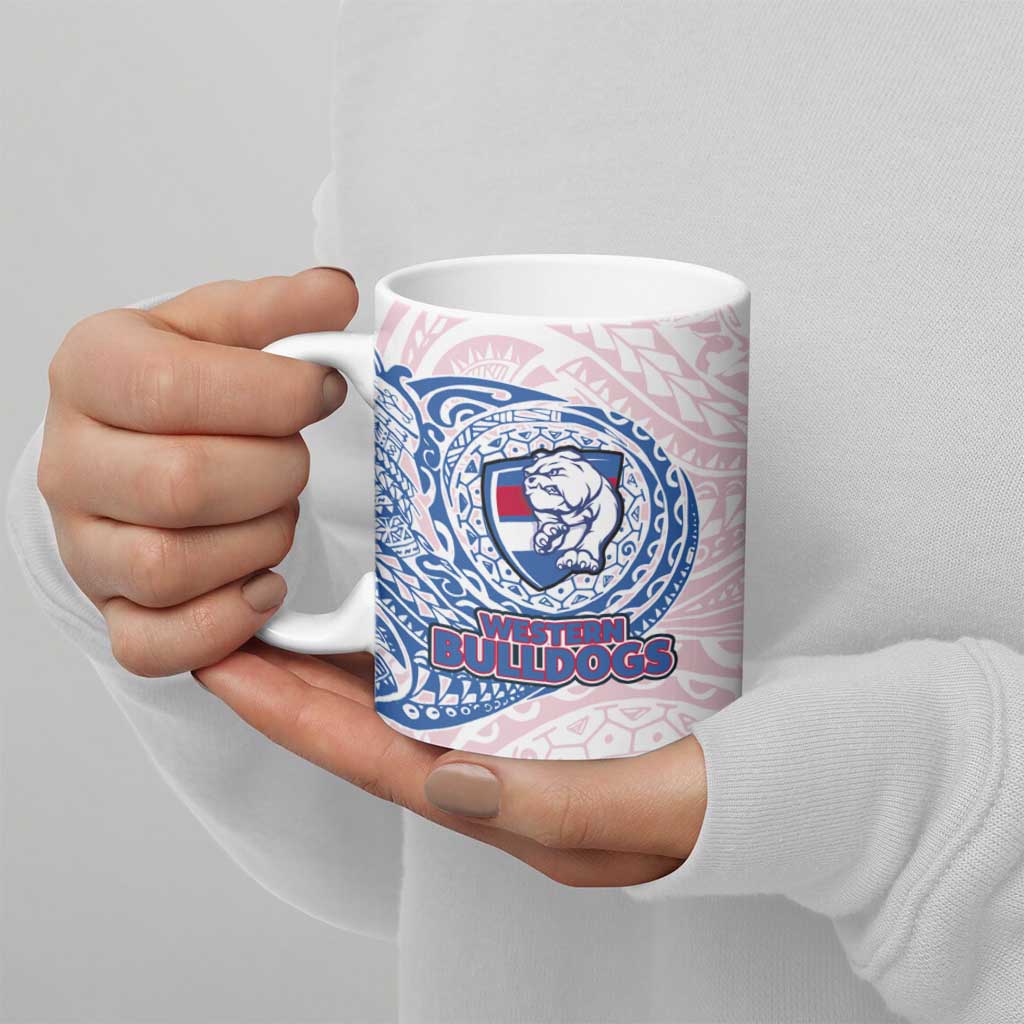 Personalized Western Bulldogs Polynesian Ceramic Mug Tribal Chest and Sleeve Tattoo Heritage Warrior