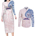 Personalized Western Bulldogs Polynesian Couples Matching Long Sleeve Bodycon Dress and Long Sleeve Button Shirt Tribal Chest and Sleeve Tattoo Heritage Warrior