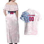 Personalized Western Bulldogs Polynesian Couples Matching Off Shoulder Maxi Dress and Hawaiian Shirt Tribal Chest and Sleeve Tattoo Heritage Warrior