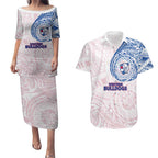 Personalized Western Bulldogs Polynesian Couples Matching Puletasi and Hawaiian Shirt Tribal Chest and Sleeve Tattoo Heritage Warrior