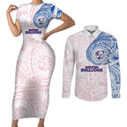 Personalized Western Bulldogs Polynesian Couples Matching Short Sleeve Bodycon Dress and Long Sleeve Button Shirt Tribal Chest and Sleeve Tattoo Heritage Warrior