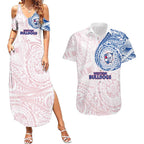Personalized Western Bulldogs Polynesian Couples Matching Summer Maxi Dress and Hawaiian Shirt Tribal Chest and Sleeve Tattoo Heritage Warrior