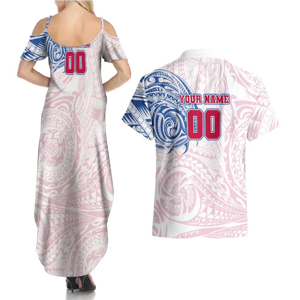Personalized Western Bulldogs Polynesian Couples Matching Summer Maxi Dress and Hawaiian Shirt Tribal Chest and Sleeve Tattoo Heritage Warrior