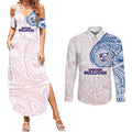 Personalized Western Bulldogs Polynesian Couples Matching Summer Maxi Dress and Long Sleeve Button Shirt Tribal Chest and Sleeve Tattoo Heritage Warrior