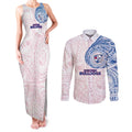 Personalized Western Bulldogs Polynesian Couples Matching Tank Maxi Dress and Long Sleeve Button Shirt Tribal Chest and Sleeve Tattoo Heritage Warrior