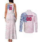 Personalized Western Bulldogs Polynesian Couples Matching Tank Maxi Dress and Long Sleeve Button Shirt Tribal Chest and Sleeve Tattoo Heritage Warrior